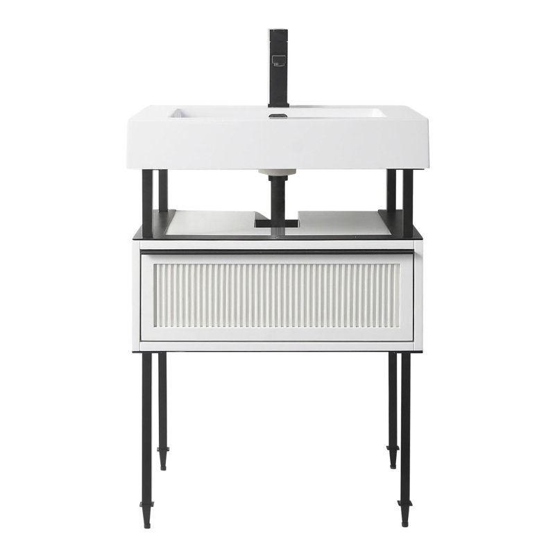Ensemble de meuble-lavabo simple 24 po Strobel, Noir, blanc