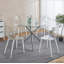 Table de salle à manger ronde avec pieds en métal et verre trempé, table de cuisine moderne peu encombrante-500662336