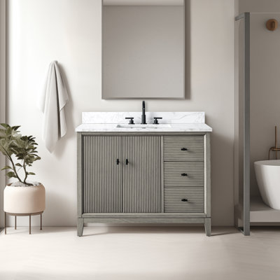 42" Single Bathroom Vanity with Engineered Marble Top