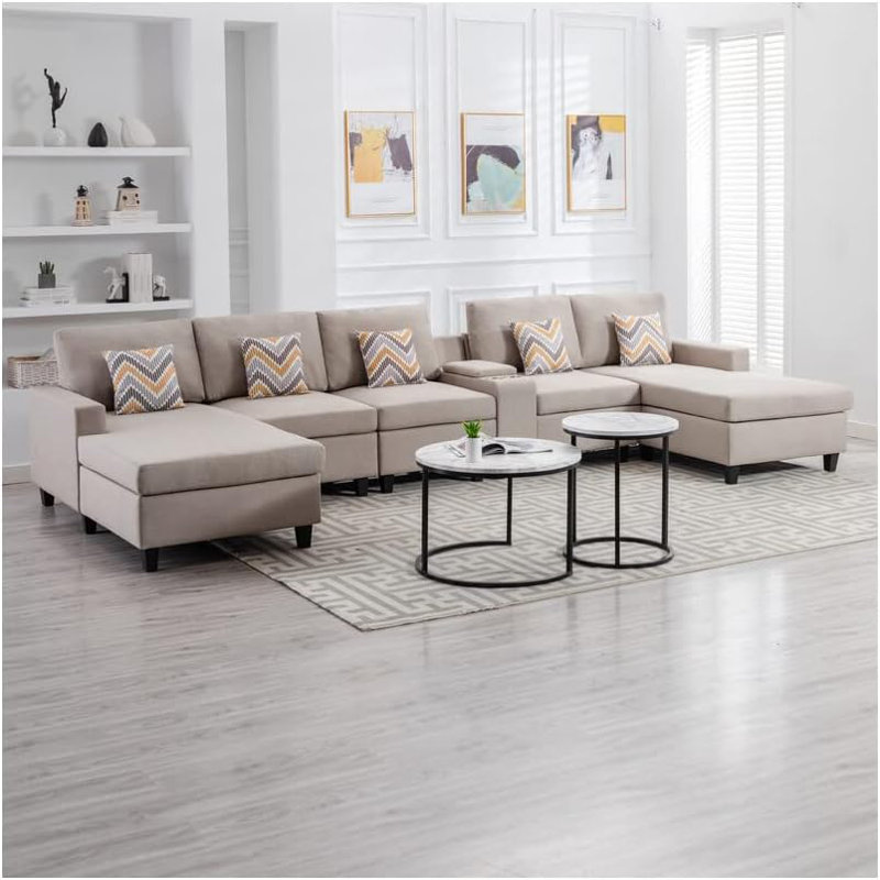 Canapé modulaire à méridienne double 6 pièces avec pieds interchangeables Latitude Run®