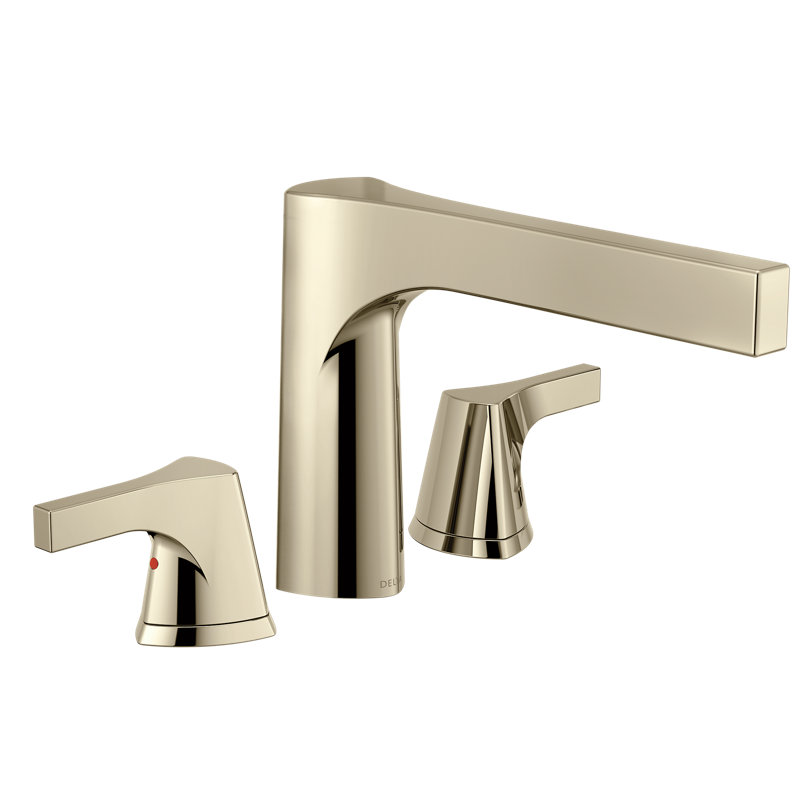 Garniture de robinet de baignoire romaine à fixation sur plateau à poignées doubles Zura, Nickel poli