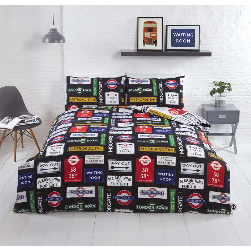 Nguyen TfL London Classic Street Signs Duvet Cover Set, Single - 1 Standard Pillowcase