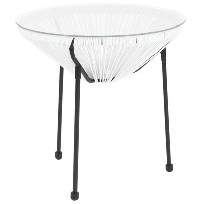 Table en rotin avec plateau en verre Helen