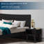 Ensemble de chambre à coucher 2 pièces - Structure de lit plateforme en bois massif avec table de chevet assortie, style Mid-Century moderne, finition Ristretto noir, capacité de 800 lb, aucun sommier nécessaire-91715926-91715925