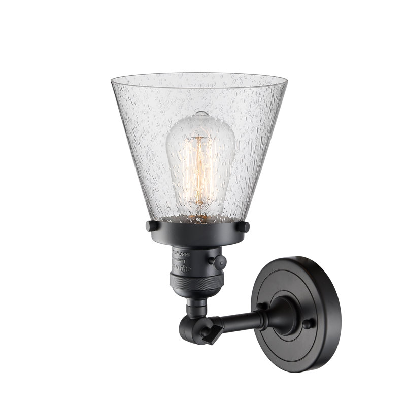 Cone 1 Light Sconce, 3.5 Watt Vintage LED Bulb, Seedy, Matte Black