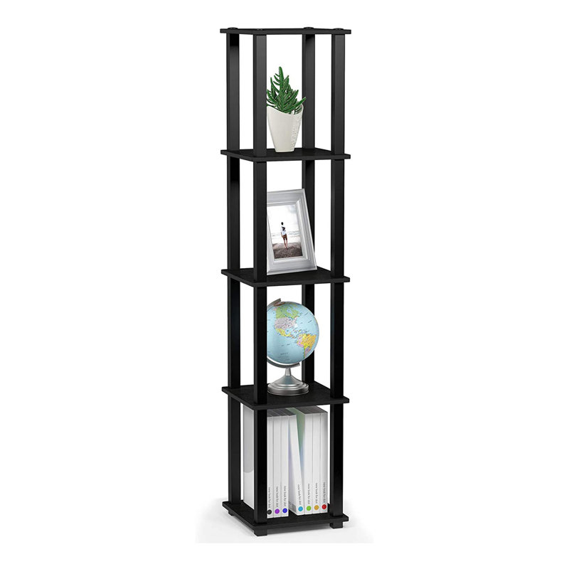 Delyth 57.7" H x 11.6" W Plastic Etagere Bookcase, Americano/Black