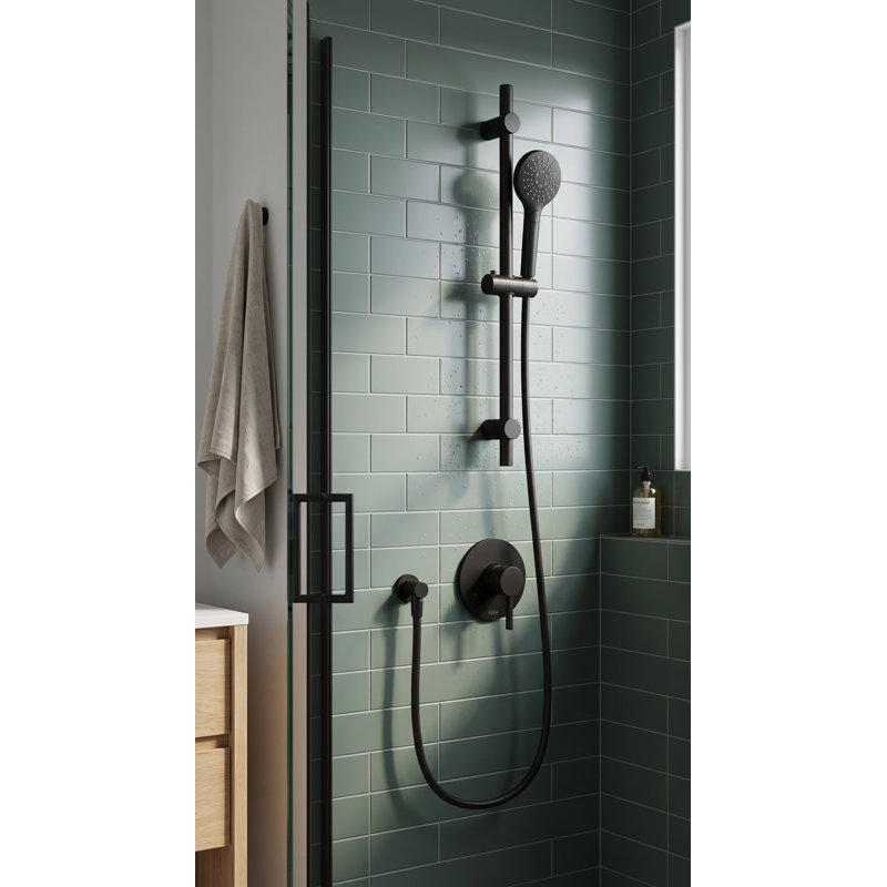 Robinet de douche Basico à pression équilibrée et douchette à main sur rail , Noir mat