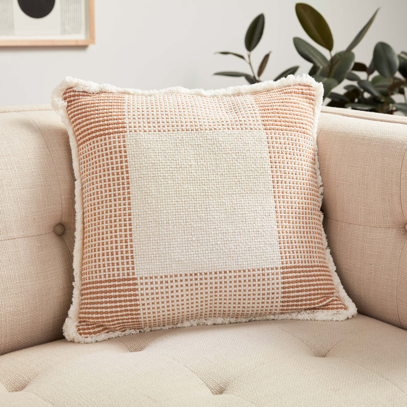  Decorative Square Pillow Cover, Natural/Rust