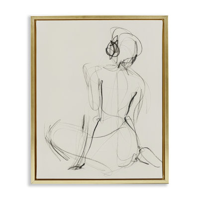 Nude Figure Study Framed Floater Canvas Wall Art by Victoria Barnes