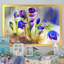 «Beautiful Blue Spring Flowers», reproduction de cadre photo sur toile-910765939-910765942