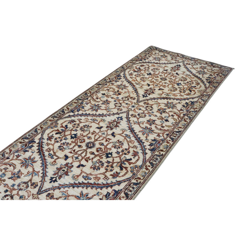 Hand Knotted Wool Area Rug in Beige