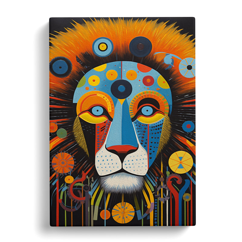 Lion Constructivism Art No.2 - Wrapped Canvas, 50cm H x 35cm W x 3cm D