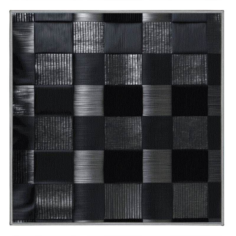 Machine Washable Checkered Gray Area Rug, Square 7'