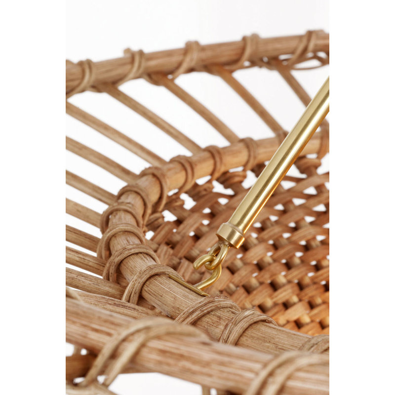 Elona Chandelier in Hand-Rubbed Antique Brass with Wicker, 15" H x 24" W x 24" D, Natural Wicker
