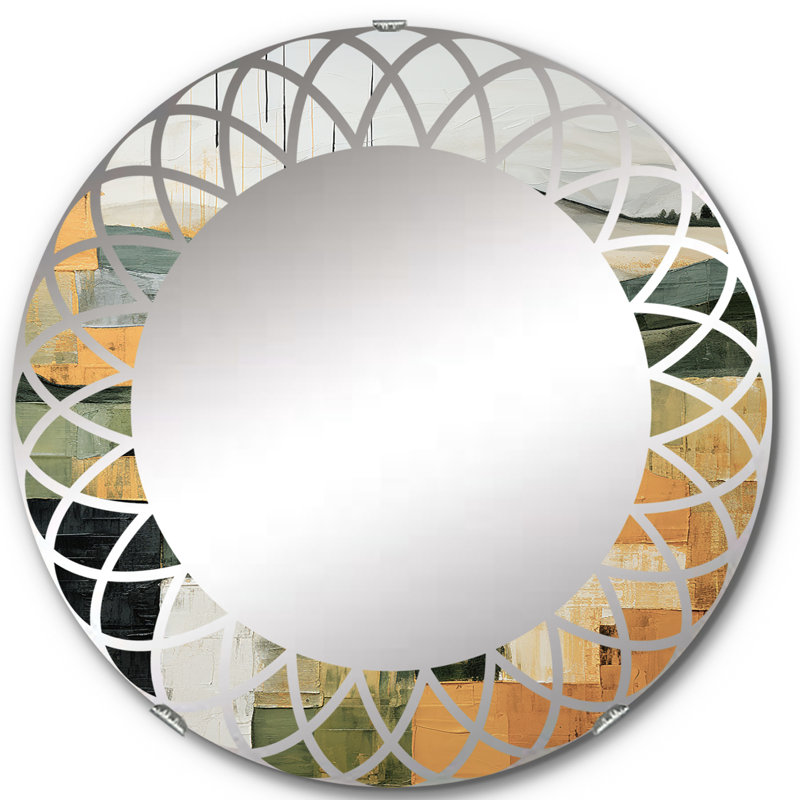 Sessimore - Miroir mural abstrait rond, 24 po x 24 po