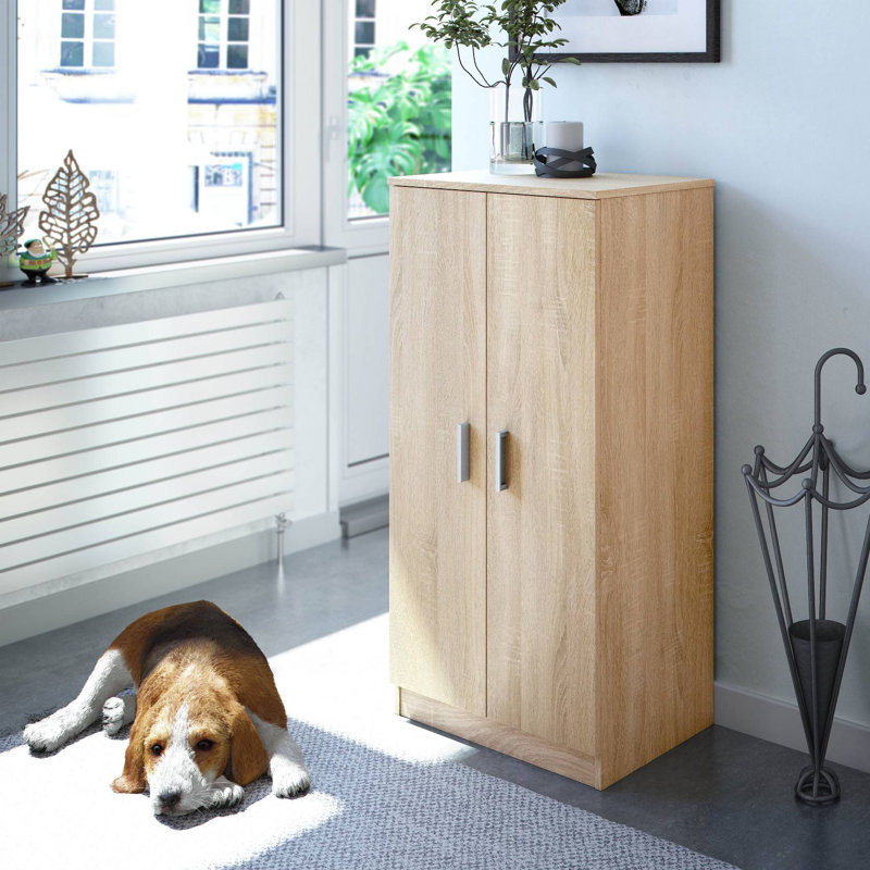 Casimire 2 Door Manufactured Wood Wardrobe, Light Brown