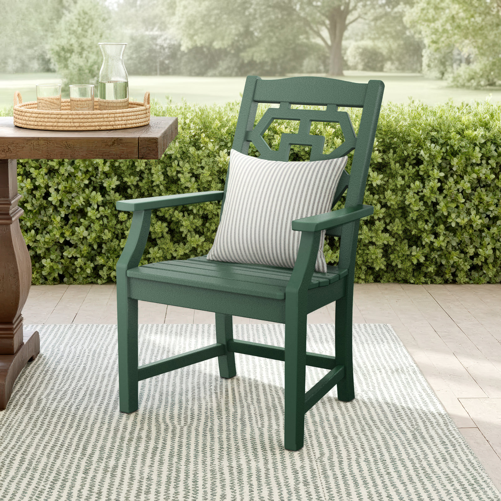 Chinoiserie Outdoor Dining Armchair, Green