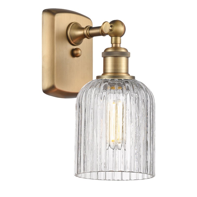 Northgate Steel Armed Sconce, Antique Brass, Clear