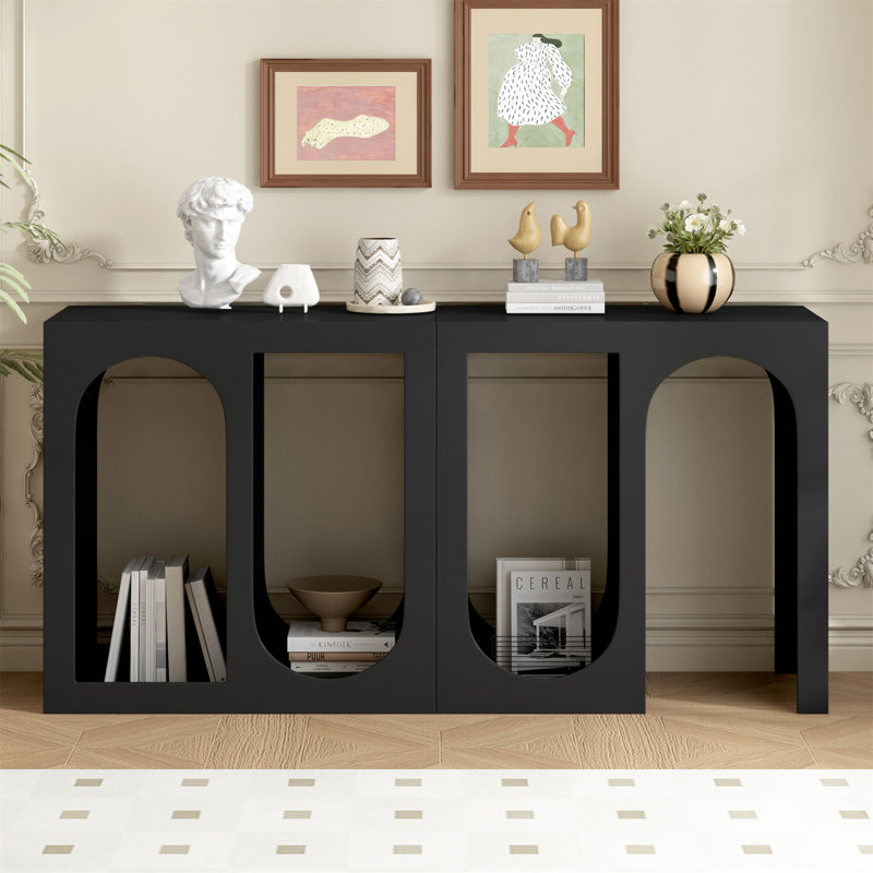 Console d'entrée modulaire avec extérieur rectangulaire et design intérieur incurvé pour des aménagements personnalisables, convenant à un bureau, une entrée et un salon