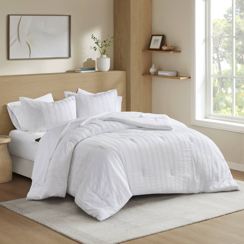 ensemble de literie pour lit double en polyester avec motif rayé pour chambre à coucher moderne