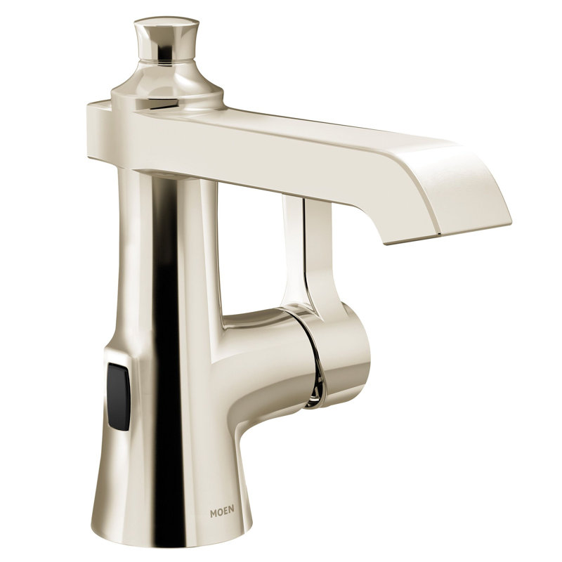 Moen Flara Motionsense Wave Touchless Single Handle Bathroom Sink Faucet with Drain Assembly, Polished Nickel