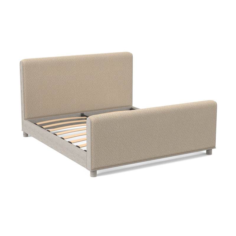 Rollo Solid Wood Bed, Filigree Ivory 100% Polyester, Bisque