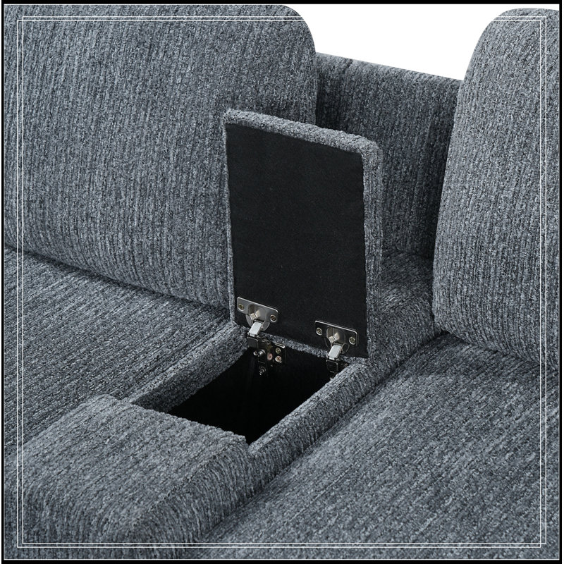 Canapé modulaire en L avec compartiment de rangement et méridienne réversible, Grey