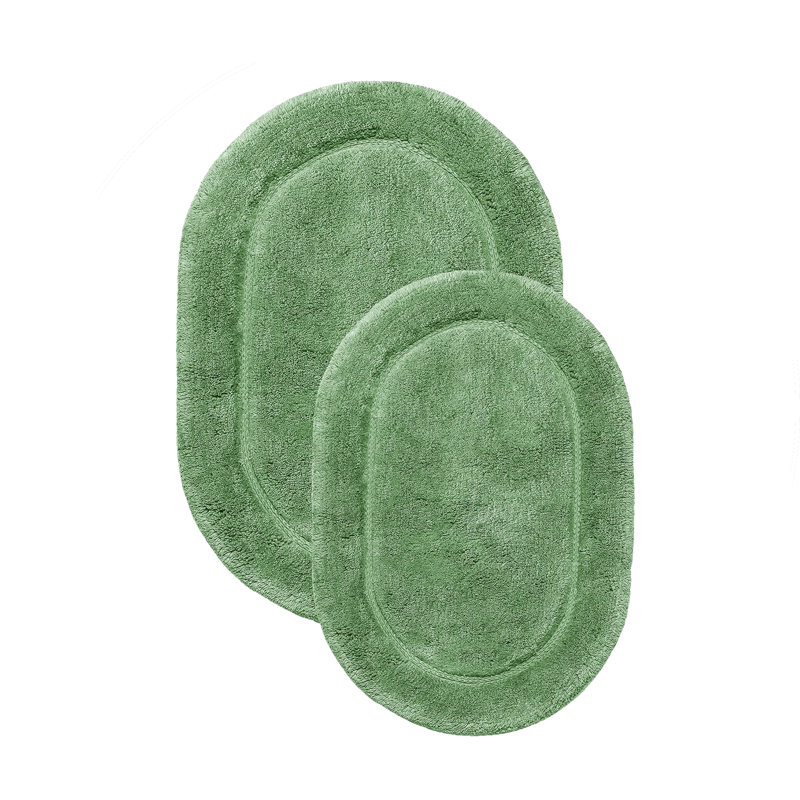 2 Piece Bath Set Oval Soft Shag, Hunter Green