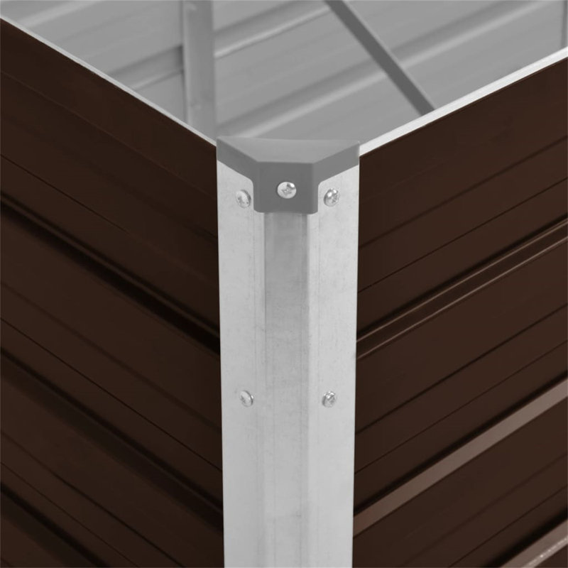 Raised garden bed in galvanized steel, Brown, 45cm H x 320cm W x 80cm D