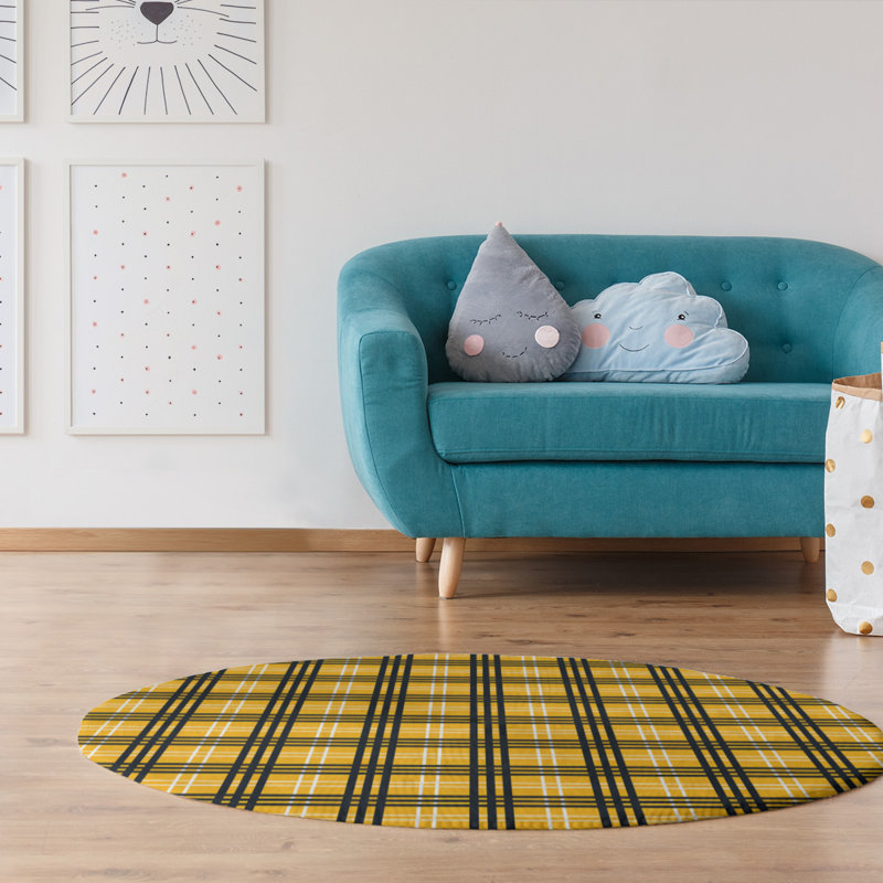 Plaid Indoor Rug, Round 5'