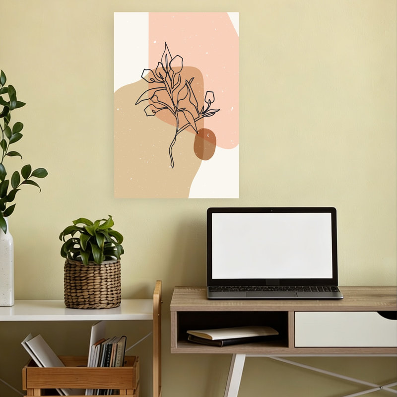 Composition abstraite abstraite, 14 fleurs contemporaines minimalistes, art mural, 18" H x 12" W