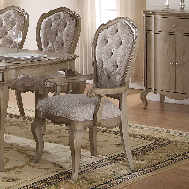 Cashel Tufted Arm Chair in Beige and Antique Taupe (Set of 2)