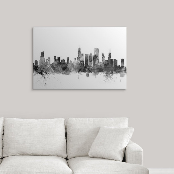 «Chicago Illinois Skyline» par Francy, impression, H 32 po x l 48 po x P 1,5 po, Toile