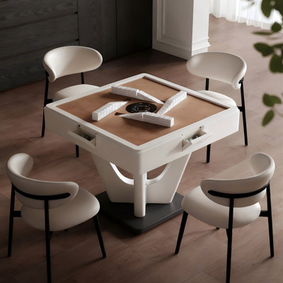 Table de salle à manger avec table tournante en bois fritté de luxe moderne entièrement automatique