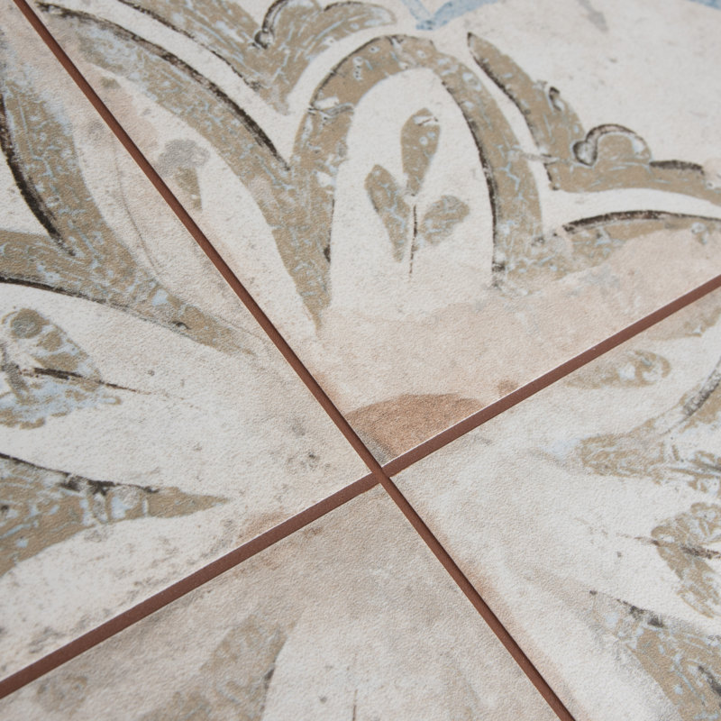 Kings Root Blossom 18" x 18" Ceramic Patterned Wall & Floor Tile