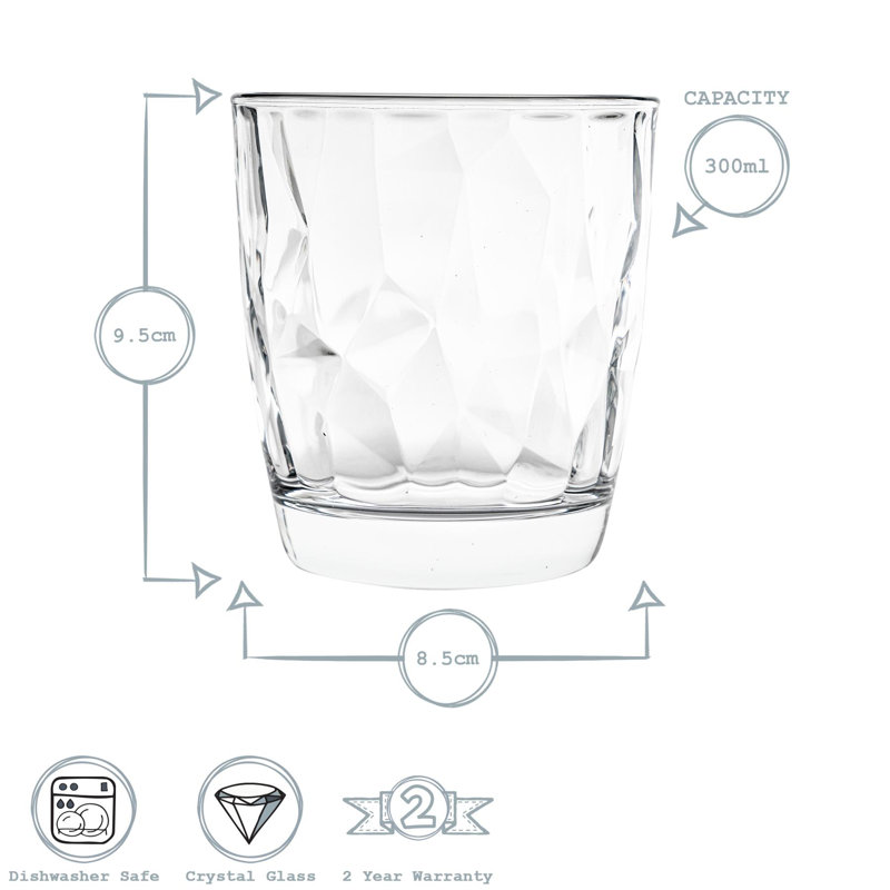 Diamond Water Glasses - 300ml, 24