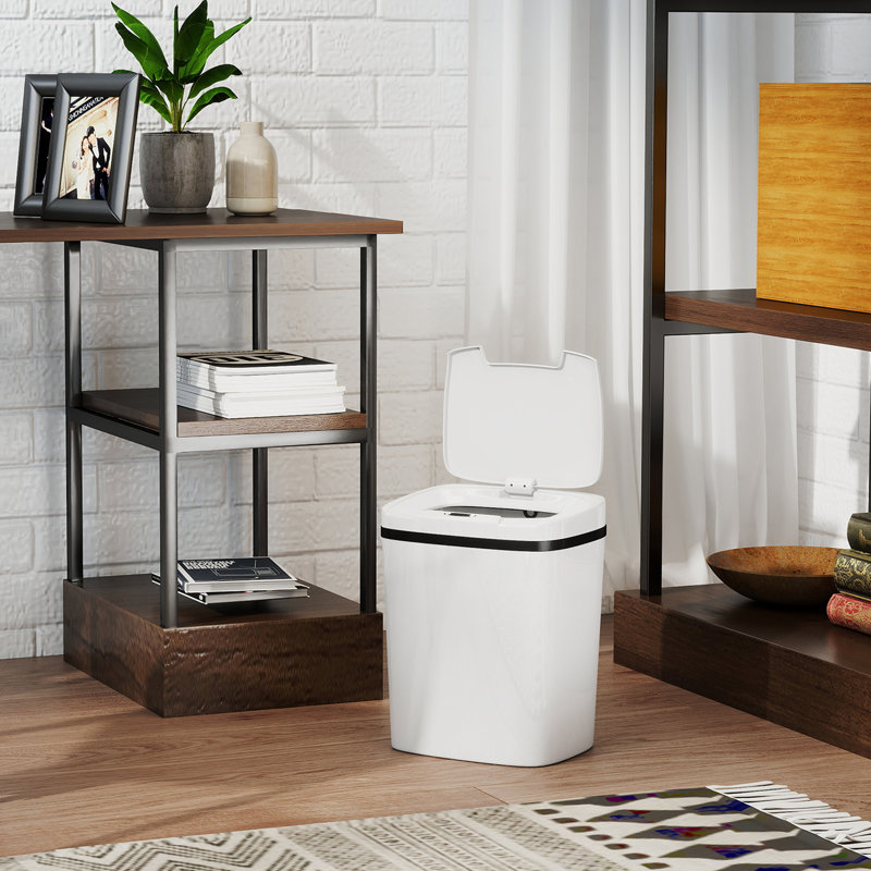 HOMCOM 15L Sensor Bin Automatic Touchless Kitchen Bin Easy Clean, White