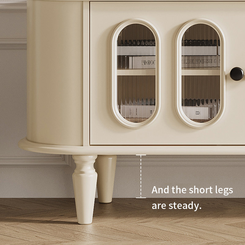 Meuble télé en bois massif blanc crème, L 86,61 po