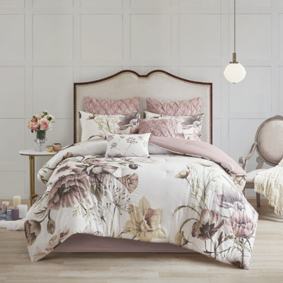 Luxueux ensembles de literie en coton 8 pièces, édredon rosé pour chambre à coucher élégante