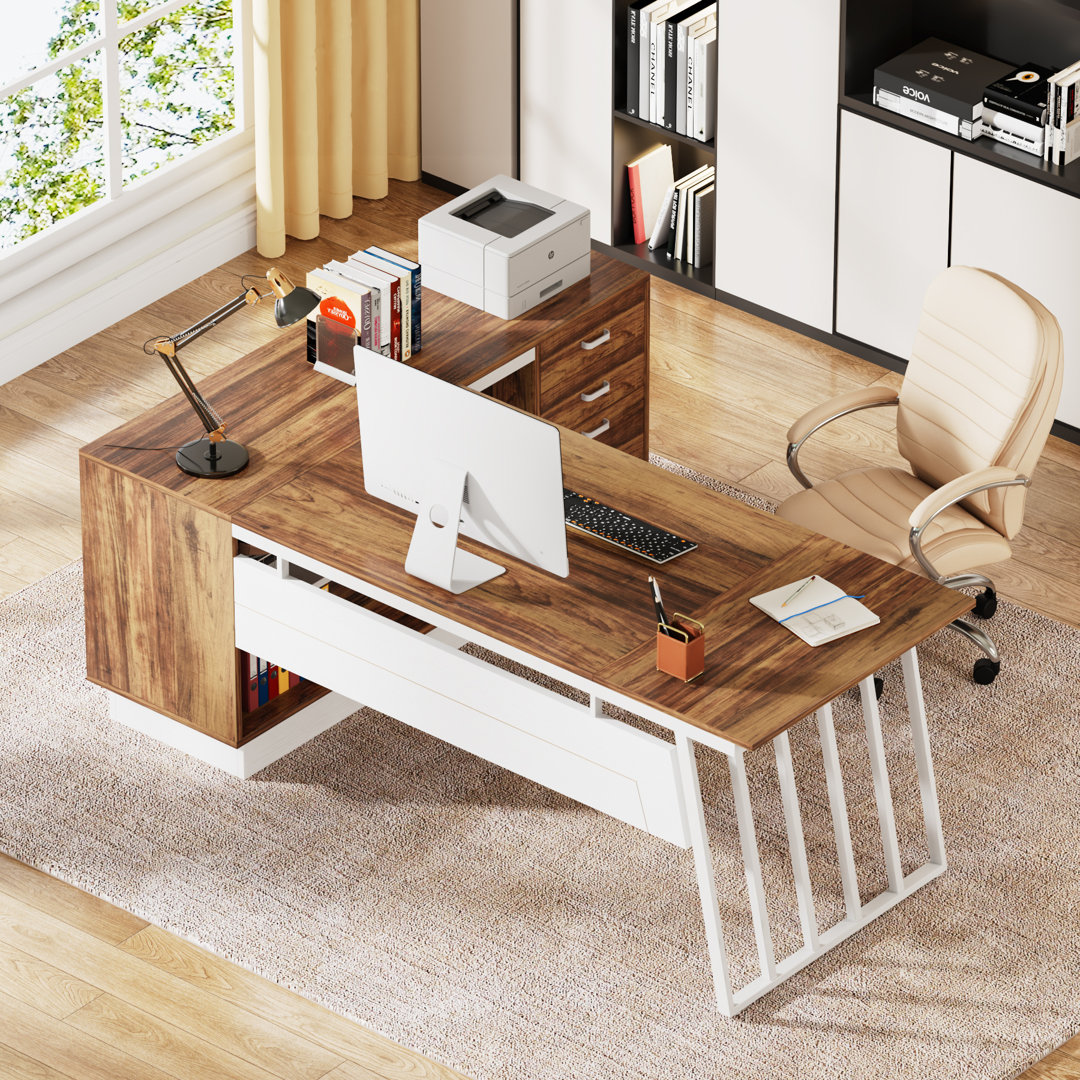 71" L-Shaped Executive Desk with Cabinet Latitude Run®