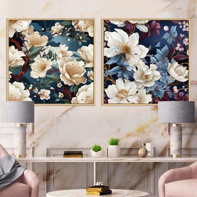Pascoe - Ensemble de 2 collages carrés floraux