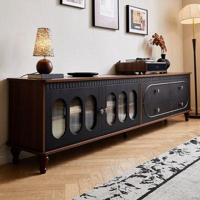 Meuble télé rétro en bois manufacturé noir