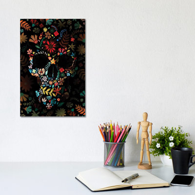 Flowery Skull by Ali Gulec - Wrapped Canvas Print