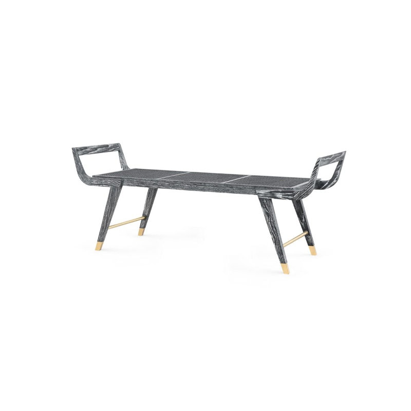Delon Solid Wood Bench, Carbon Black
