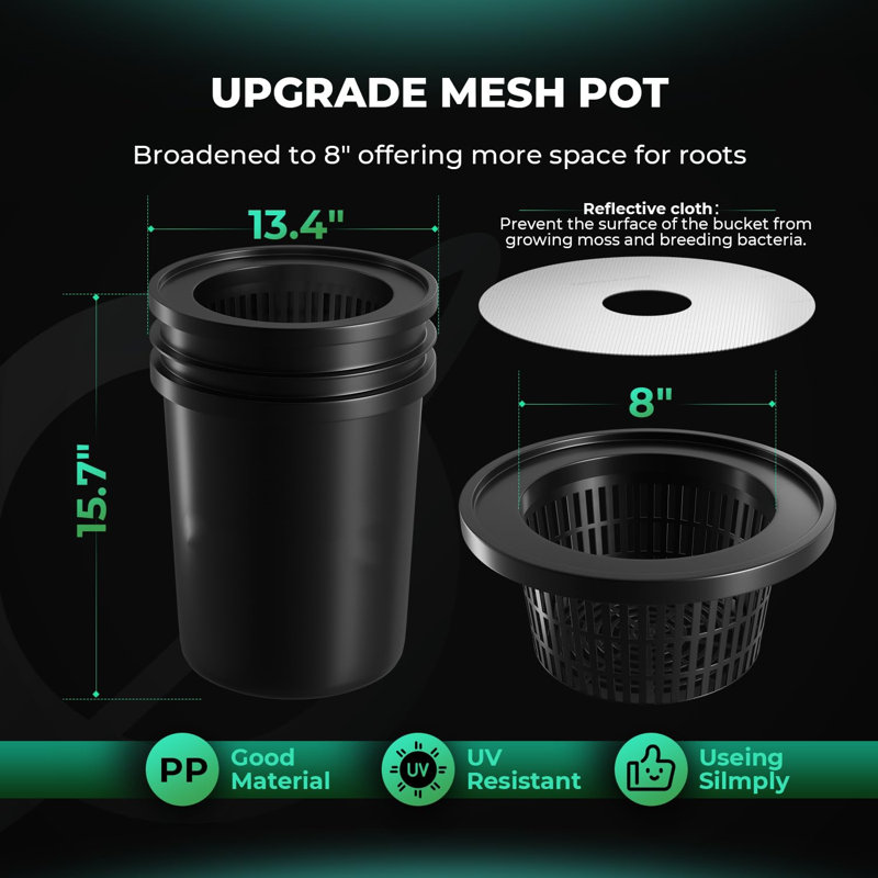 Black 5-Gallon Hydroponics Grow System with Air Pump