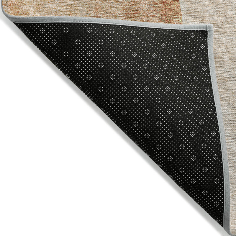 Tapis extérieur rond lavable abstrait orange et cuivre 8 pi Terra Cotta