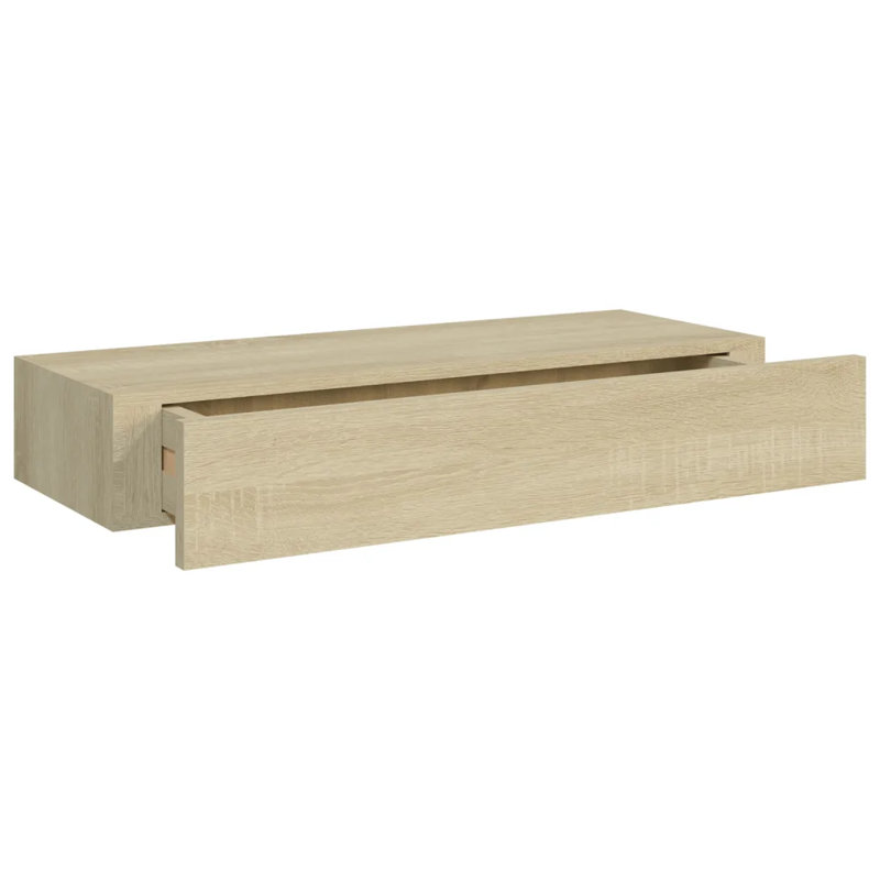 vidaXL Drawer Shelf MDF, Metal Compact Drawer Shelf, Oak, 10cm H x 60cm W x 23.5cm D