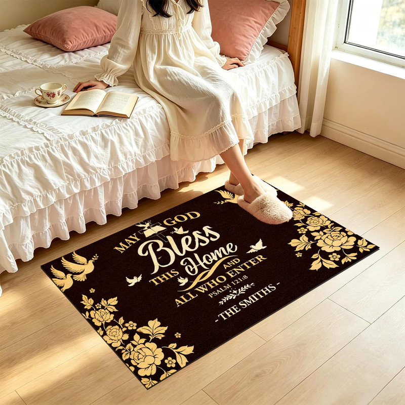  Tapis d'entrée antidérapant pour l'extérieur, 24 po x 36 po, entrée verset en psaume, Entrée du verset de la Bible