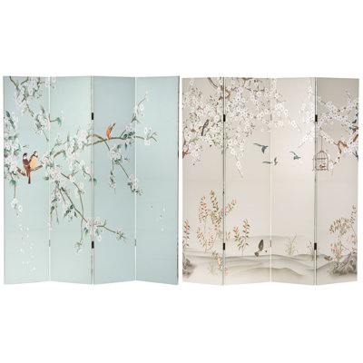 Songbirds in Flight Reversible Folding Art Screen