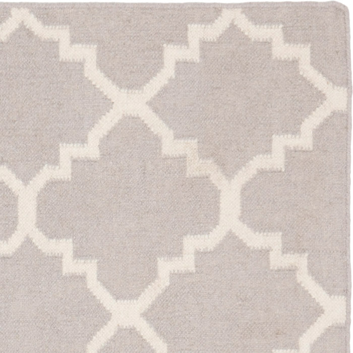 Rodgers Hand Woven Flat Weave Wool/Cotton Geometric Rug in Gray